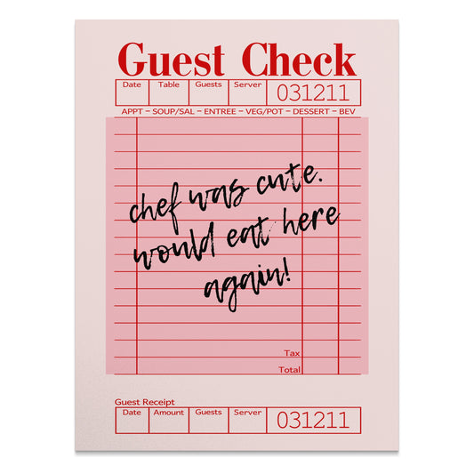 Premium Poster of Custom Message Retro Guest Check Art Decor Posters