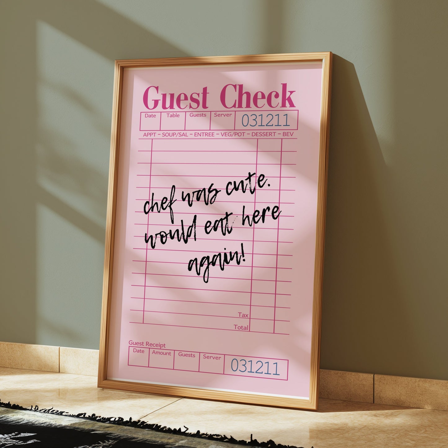 Premium Poster of Custom Message Vintage Restaurant Style Guest Check Posters