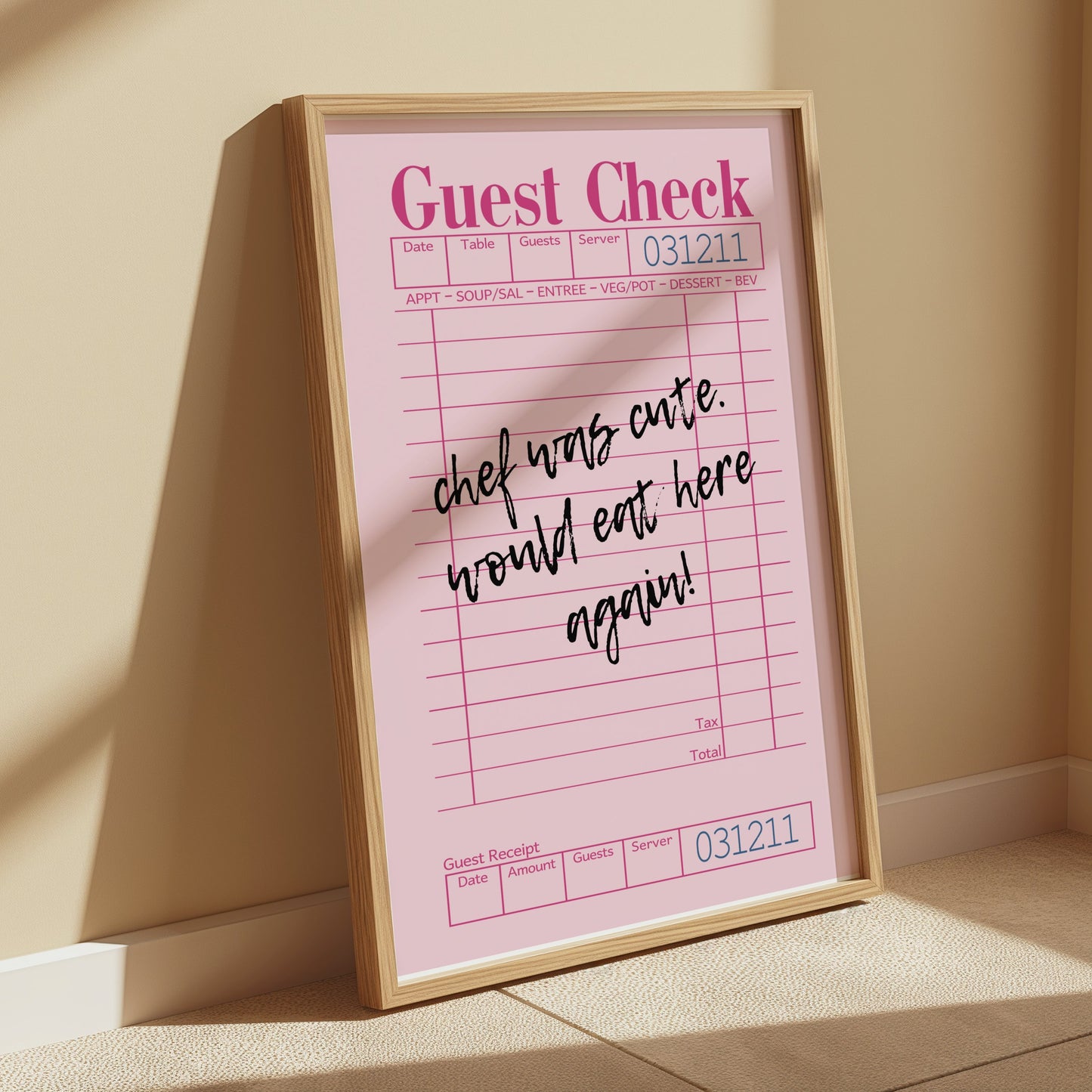 Premium Poster of Custom Message Vintage Restaurant Style Guest Check Posters