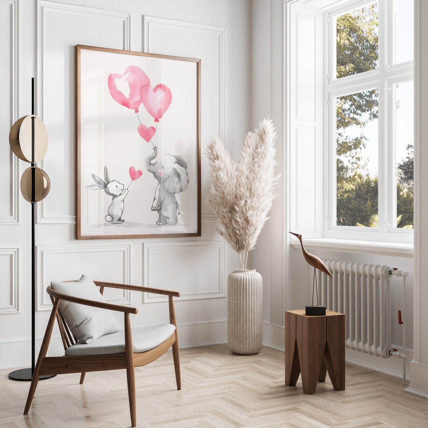 Premium Poster of Cute Animal Friends Holding Heart Balloons Posters