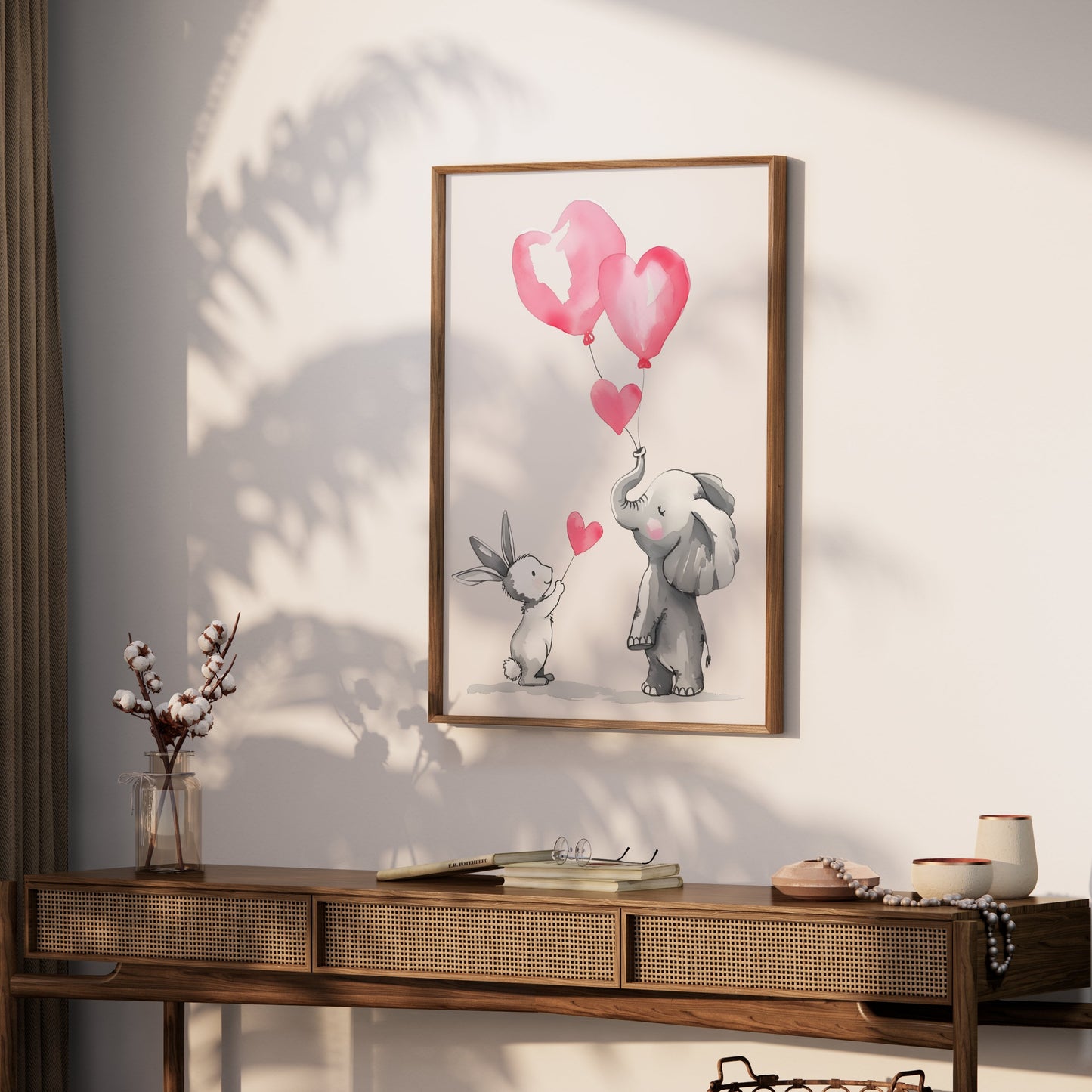 Premium Poster of Cute Animal Friends Holding Heart Balloons Posters