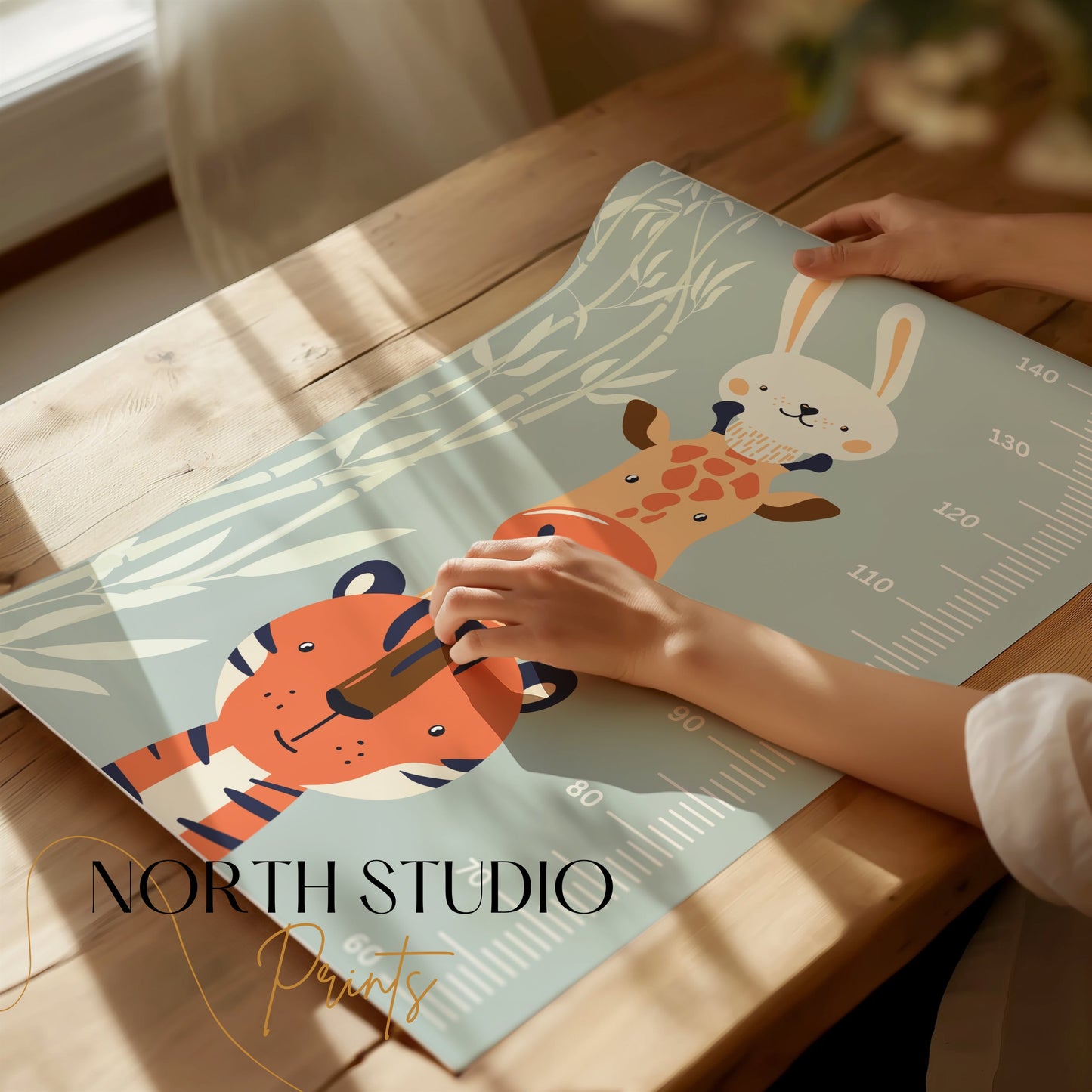 Premium Poster of Cute Animal Growth Chart for Kids Room Posters