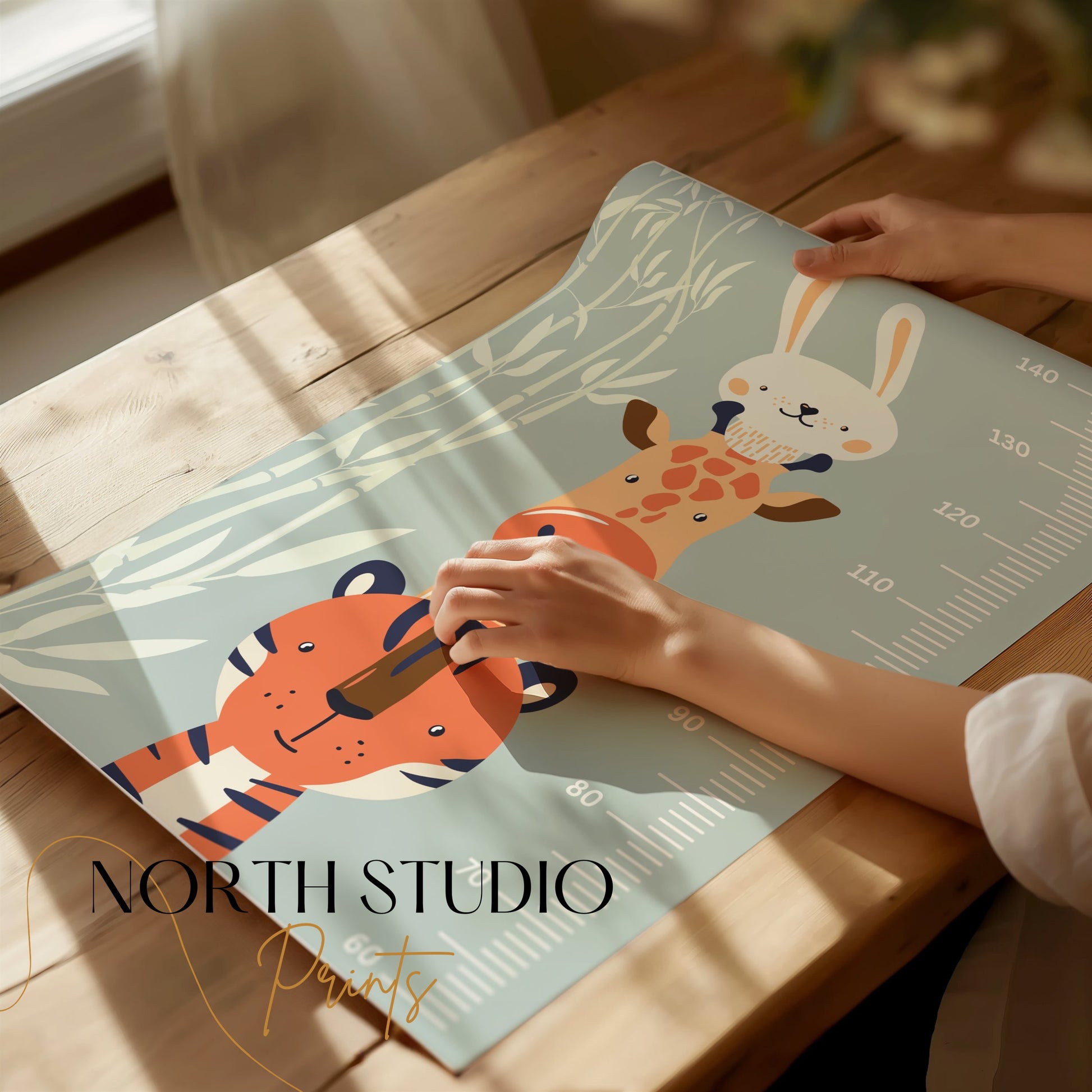 Premium Poster of Cute Animal Growth Chart for Kids Room Posters
