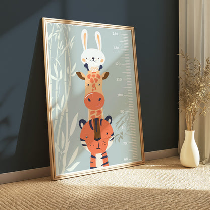 Premium Poster of Cute Animal Growth Chart for Kids Room Posters