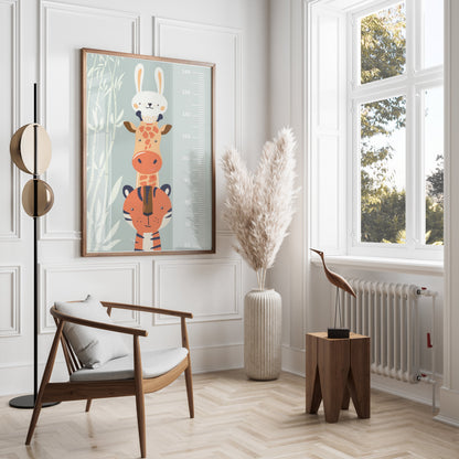 Premium Poster of Cute Animal Growth Chart for Kids Room Posters