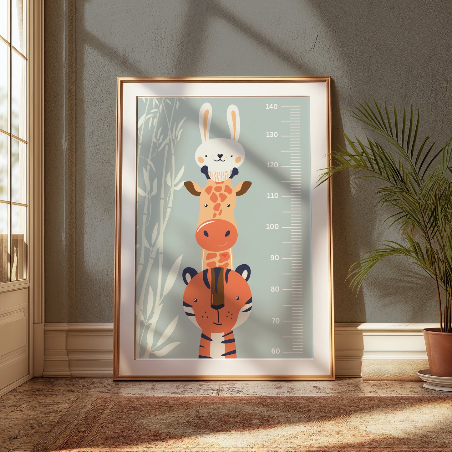 Premium Poster of Cute Animal Growth Chart for Kids Room Posters
