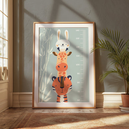 Premium Poster of Cute Animal Growth Chart for Kids Room Posters