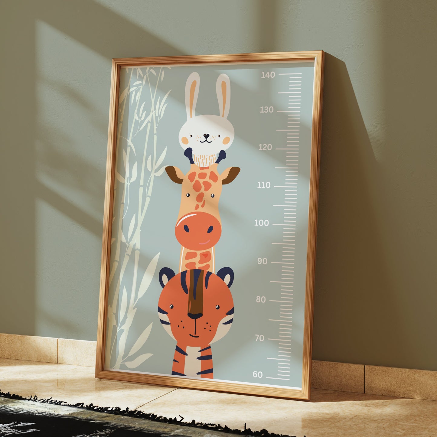 Premium Poster of Cute Animal Growth Chart for Kids Room Posters