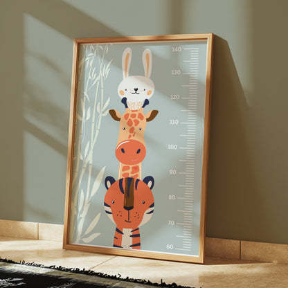 Premium Poster of Cute Animal Growth Chart for Kids Room Posters