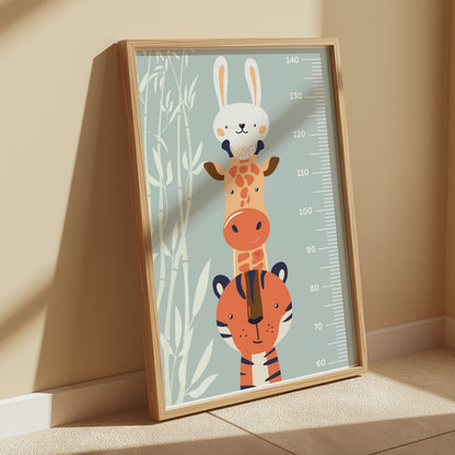 Premium Poster of Cute Animal Growth Chart for Kids Room Posters
