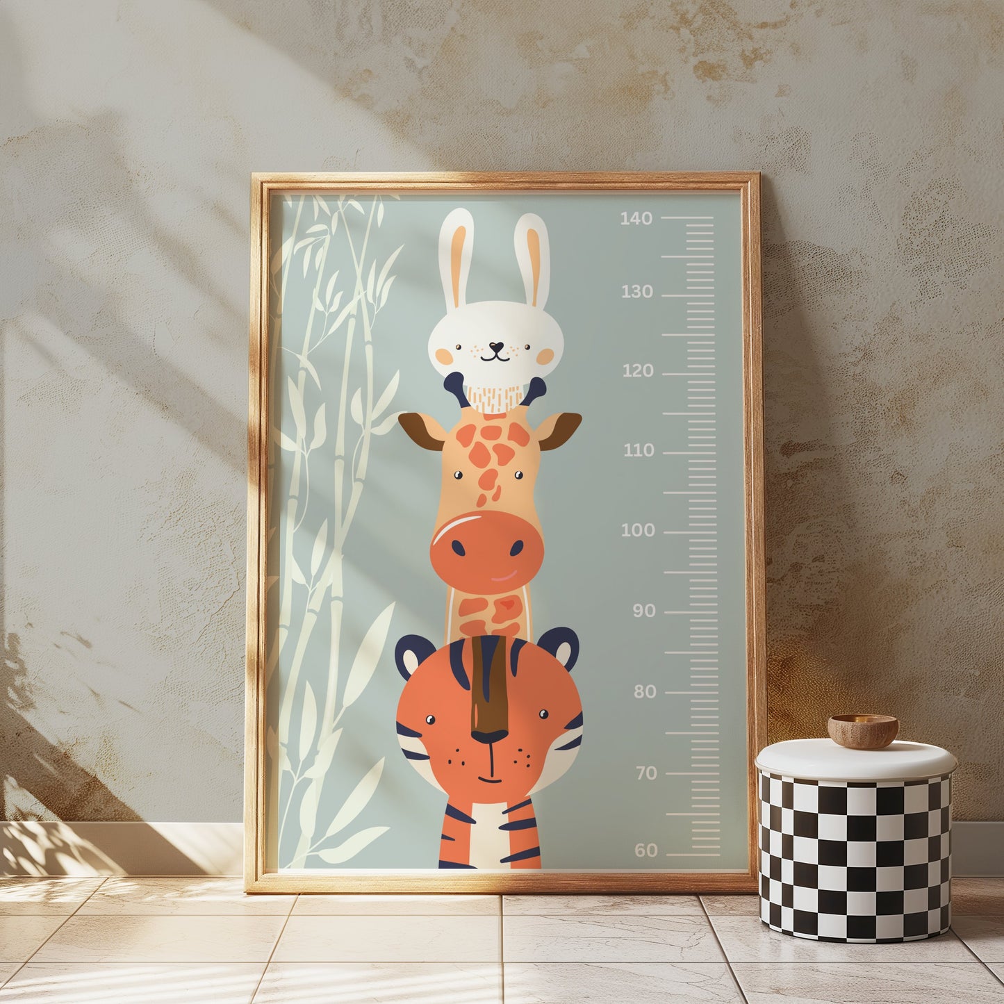 Premium Poster of Cute Animal Growth Chart for Kids Room Posters
