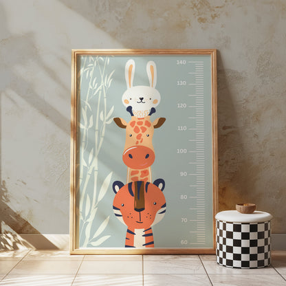 Premium Poster of Cute Animal Growth Chart for Kids Room Posters