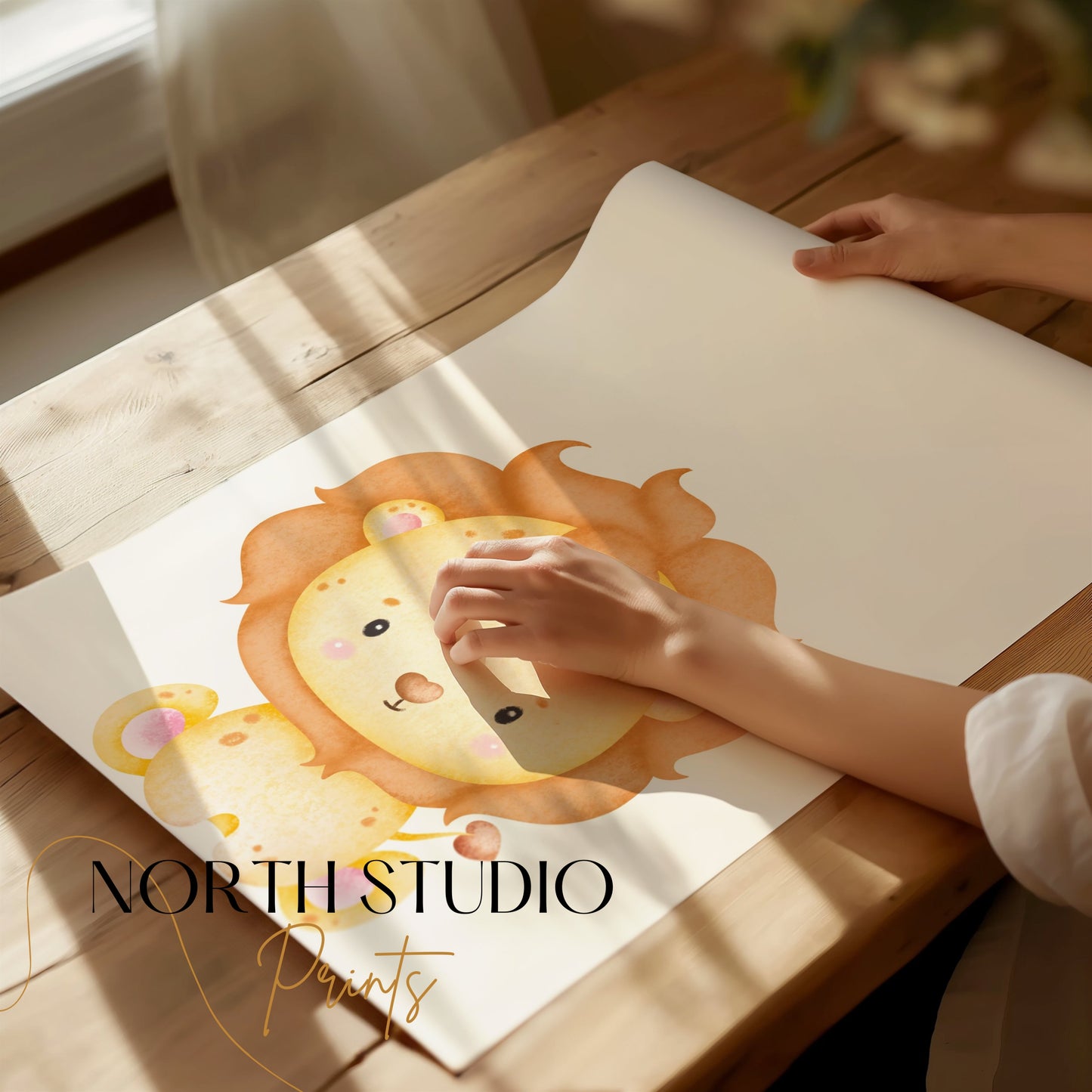 Premium Poster of Cute Baby Lion Art Print Nursery Decor for Kids Posters
