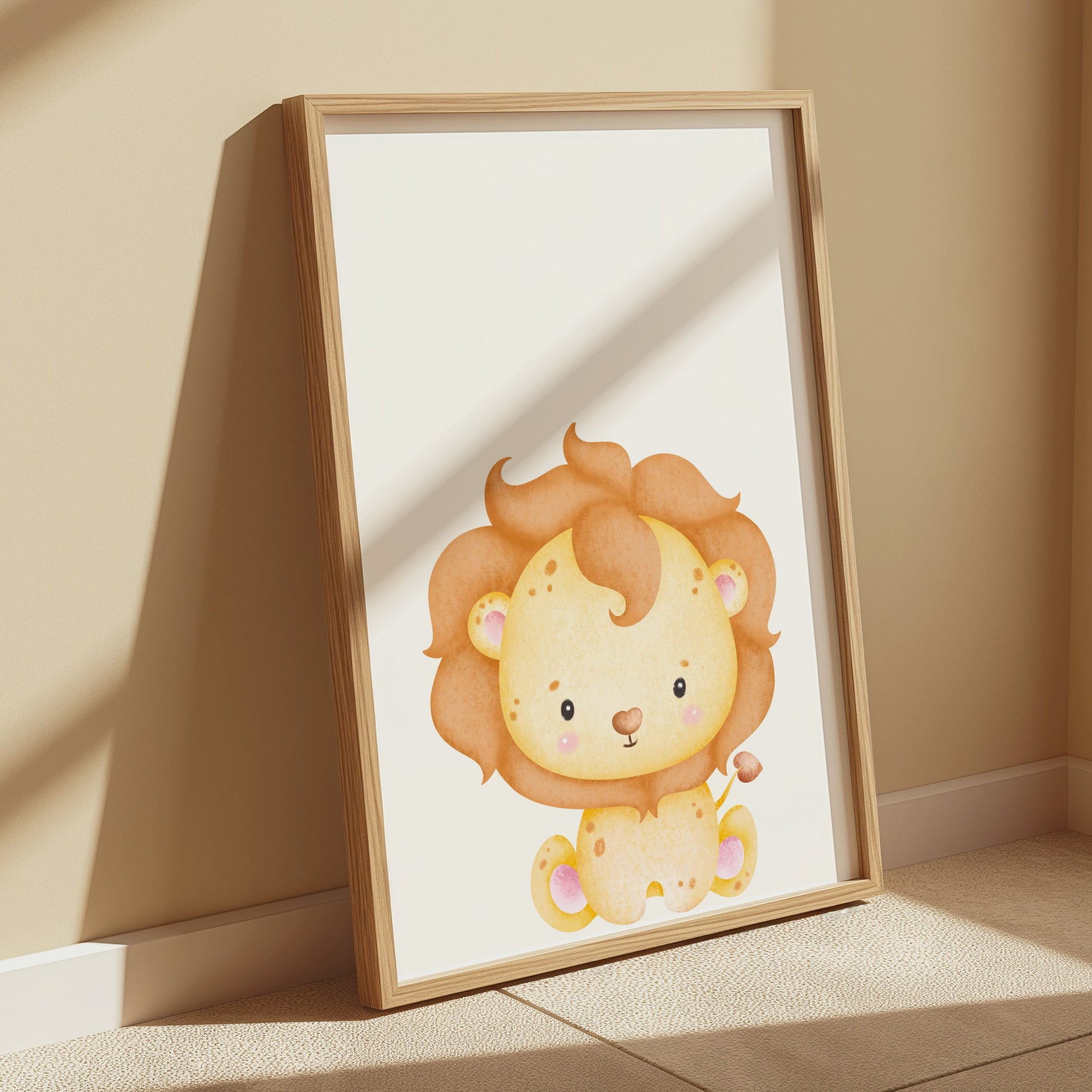 Premium Poster of Cute Baby Lion Art Print Nursery Decor for Kids Posters