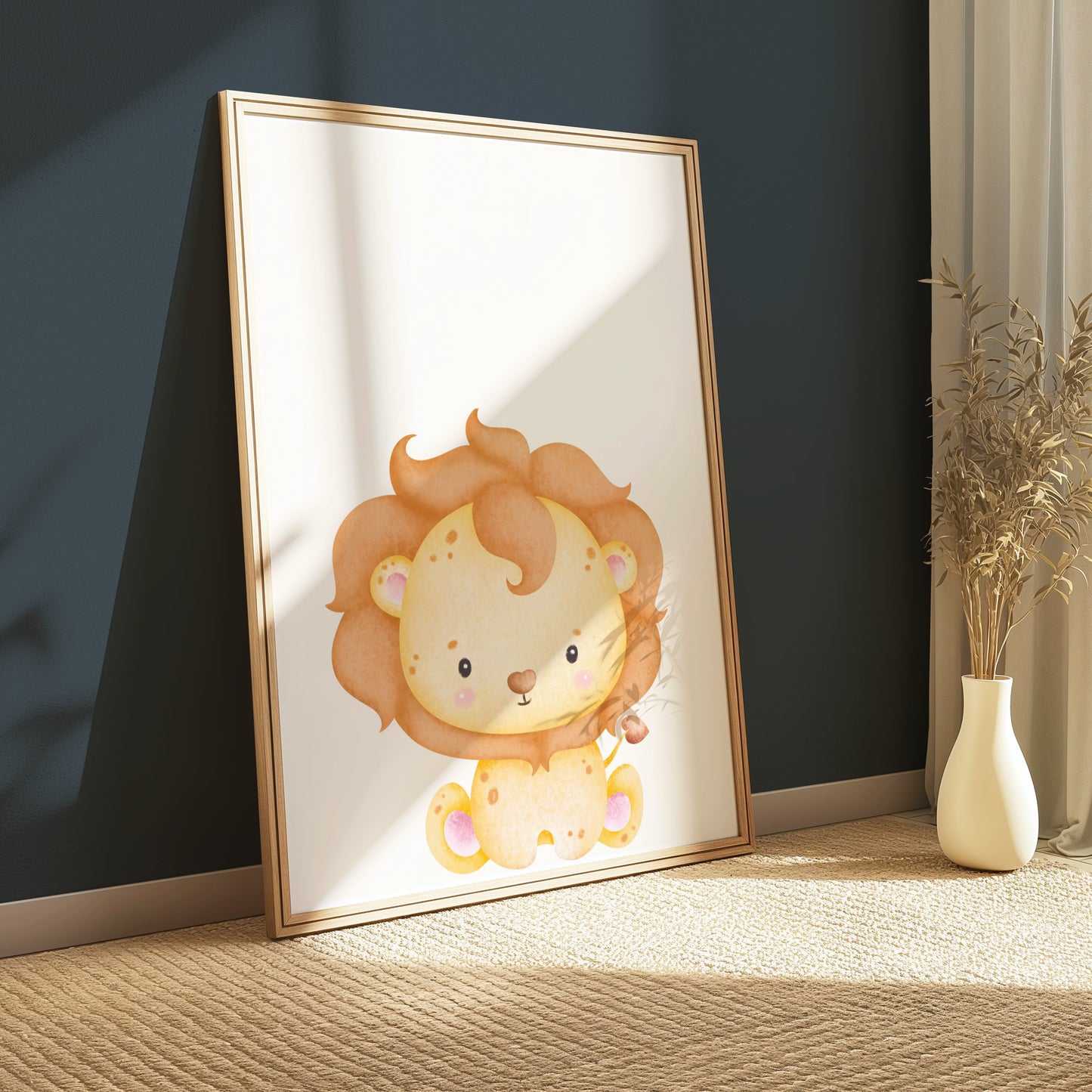 Premium Poster of Cute Baby Lion Art Print Nursery Decor for Kids Posters