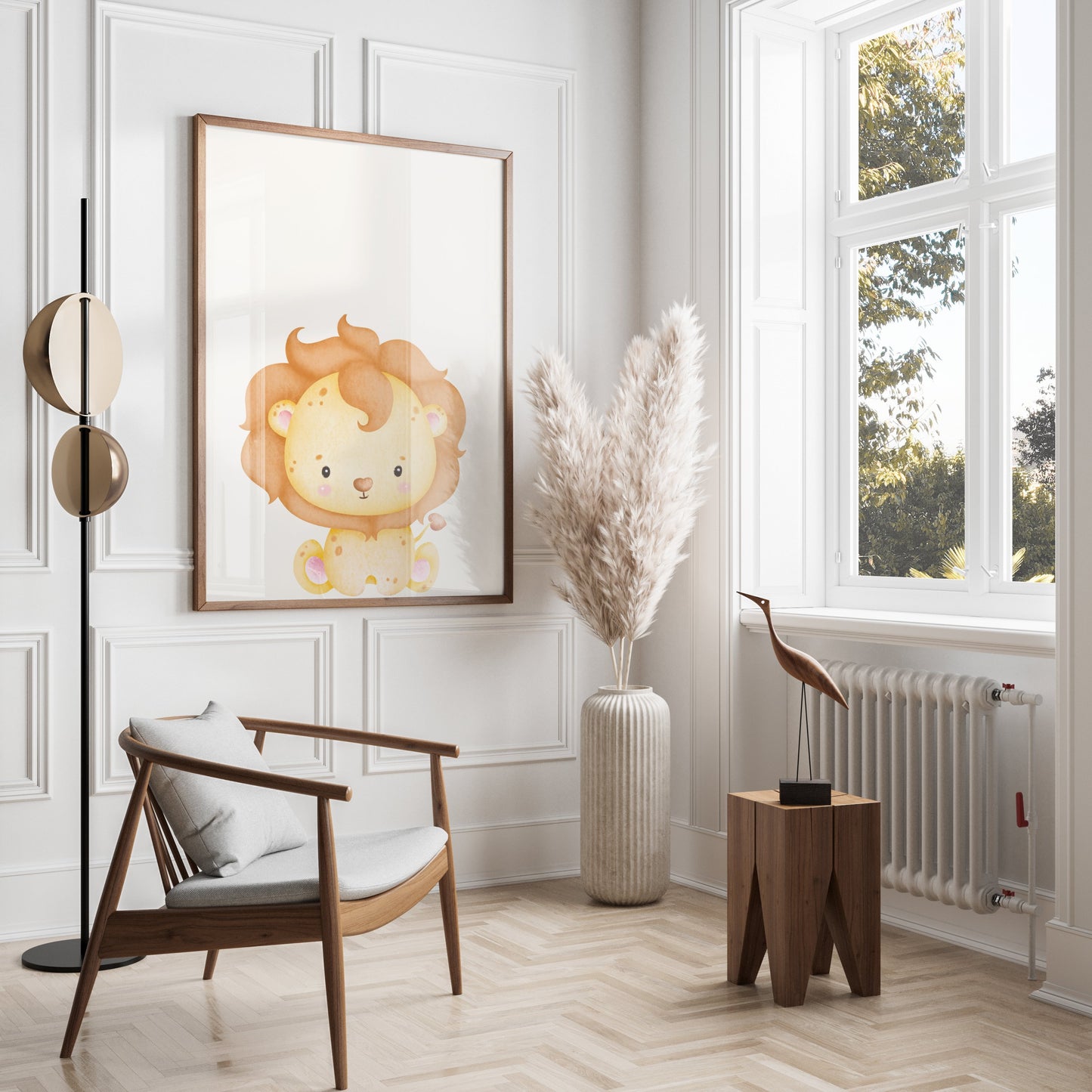 Premium Poster of Cute Baby Lion Art Print Nursery Decor for Kids Posters