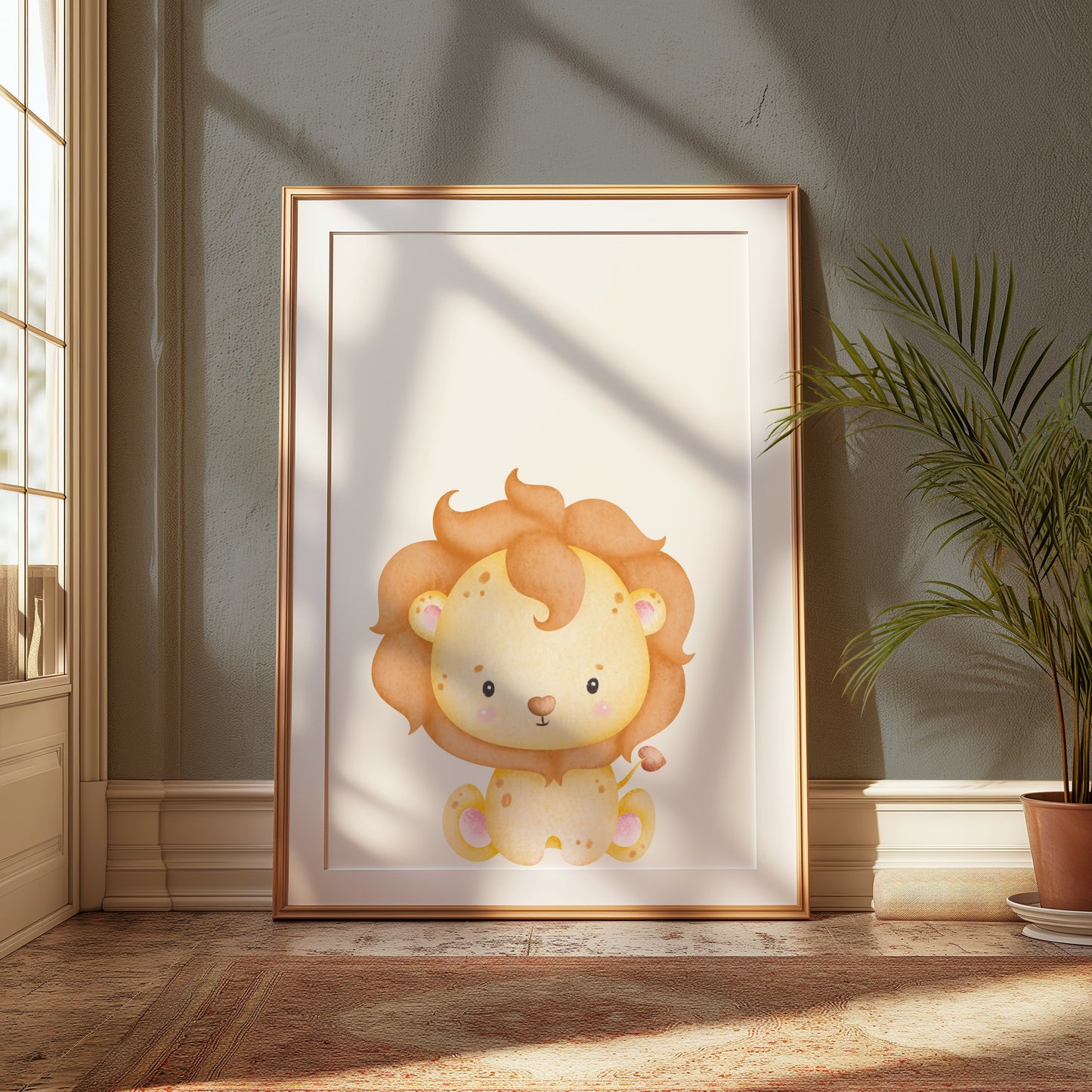 Premium Poster of Cute Baby Lion Art Print Nursery Decor for Kids Posters