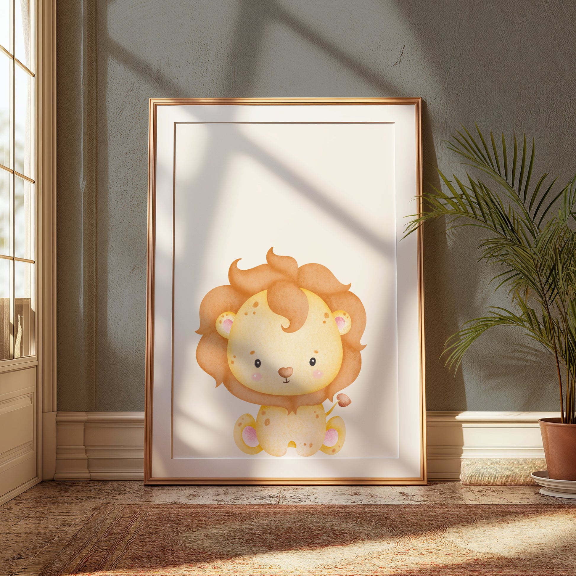 Premium Poster of Cute Baby Lion Art Print Nursery Decor for Kids Posters