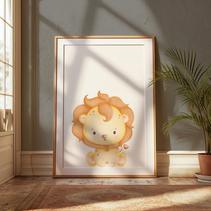 Premium Poster of Cute Baby Lion Art Print Nursery Decor for Kids Posters