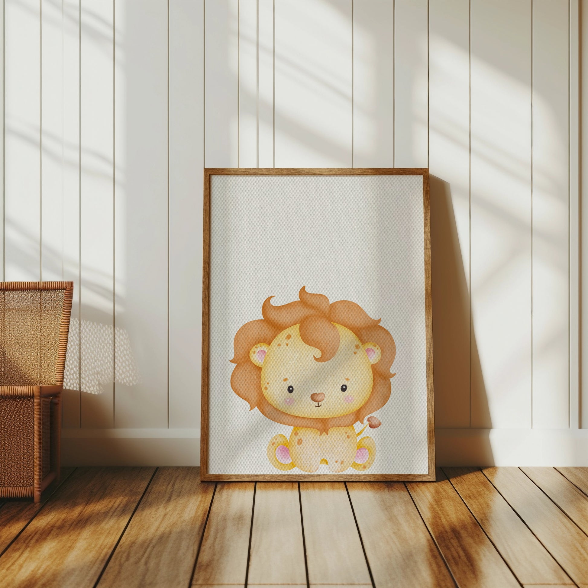 Premium Poster of Cute Baby Lion Art Print Nursery Decor for Kids Posters
