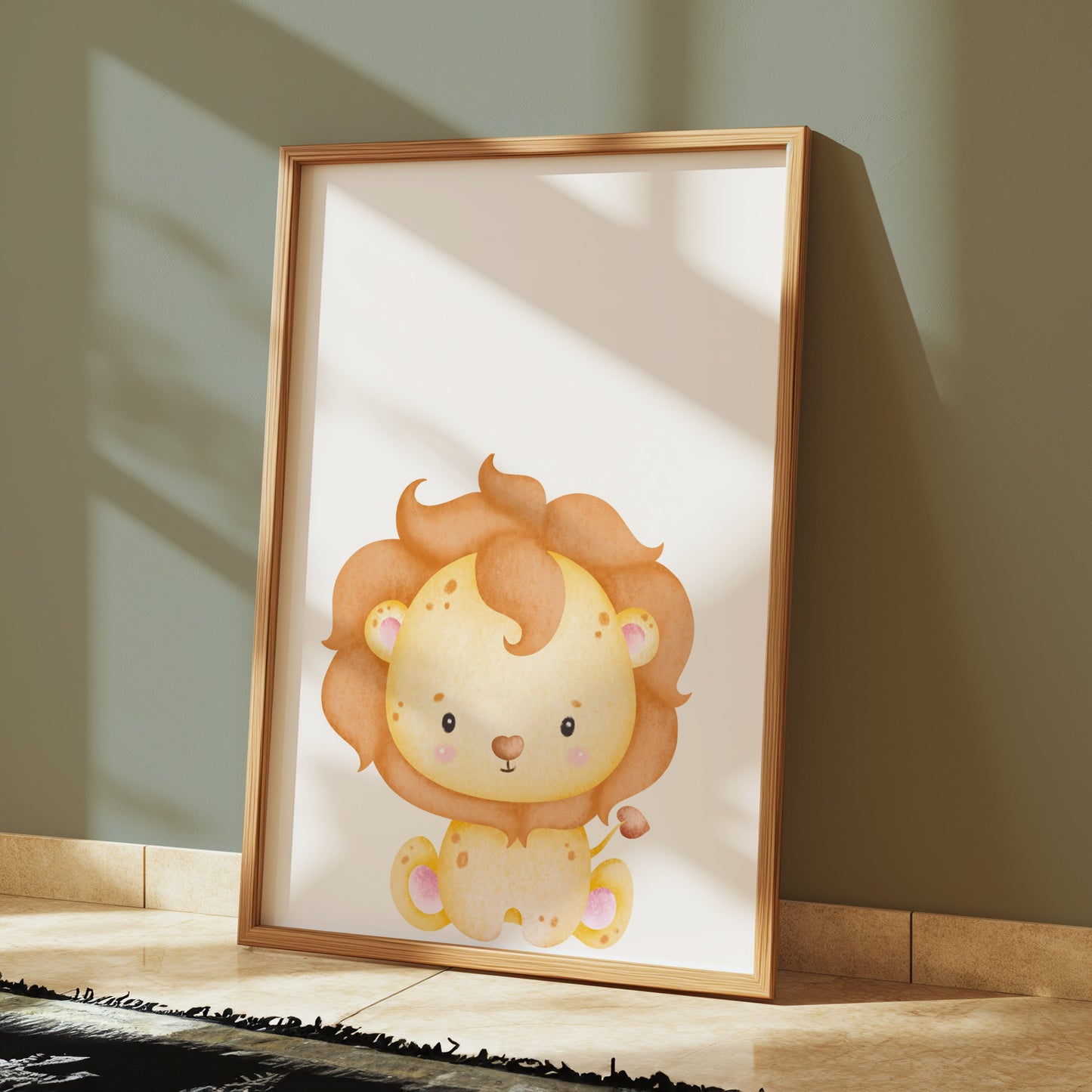 Premium Poster of Cute Baby Lion Art Print Nursery Decor for Kids Posters