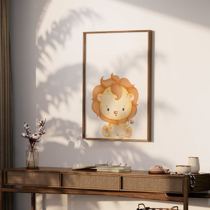 Premium Poster of Cute Baby Lion Art Print Nursery Decor for Kids Posters
