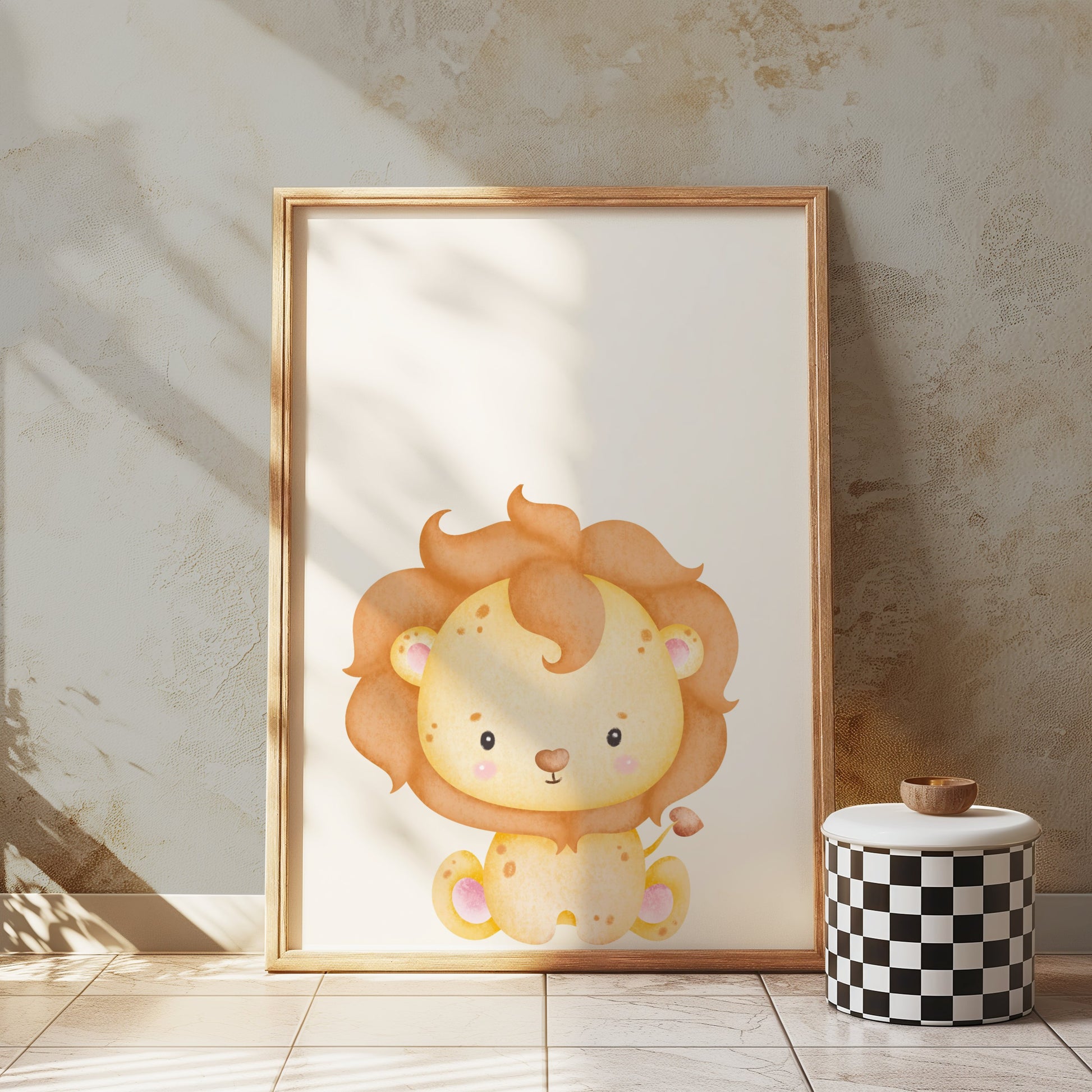 Premium Poster of Cute Baby Lion Art Print Nursery Decor for Kids Posters