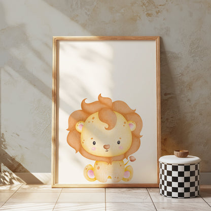 Premium Poster of Cute Baby Lion Art Print Nursery Decor for Kids Posters