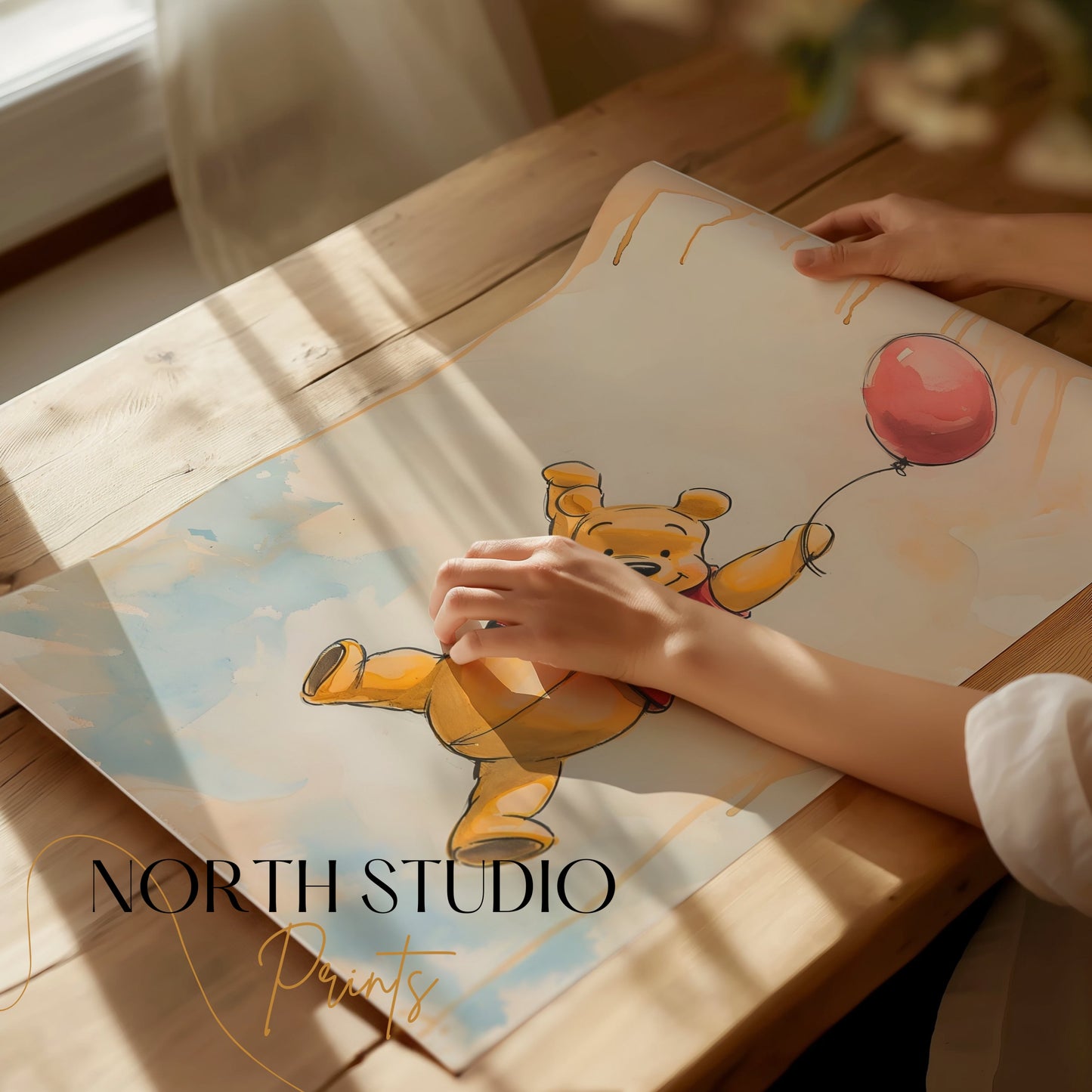 Premium Poster of Cute Bear Holding Balloon Kids Room Posters