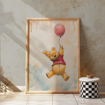 Premium Poster of Cute Bear Holding Balloon Kids Room Posters