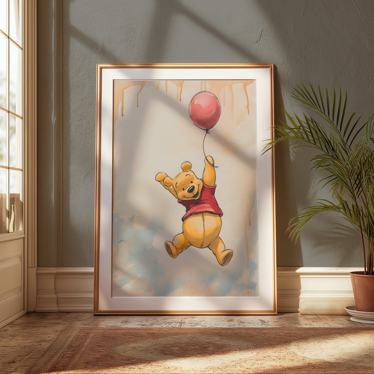 Premium Poster of Cute Bear Holding Balloon Kids Room Posters