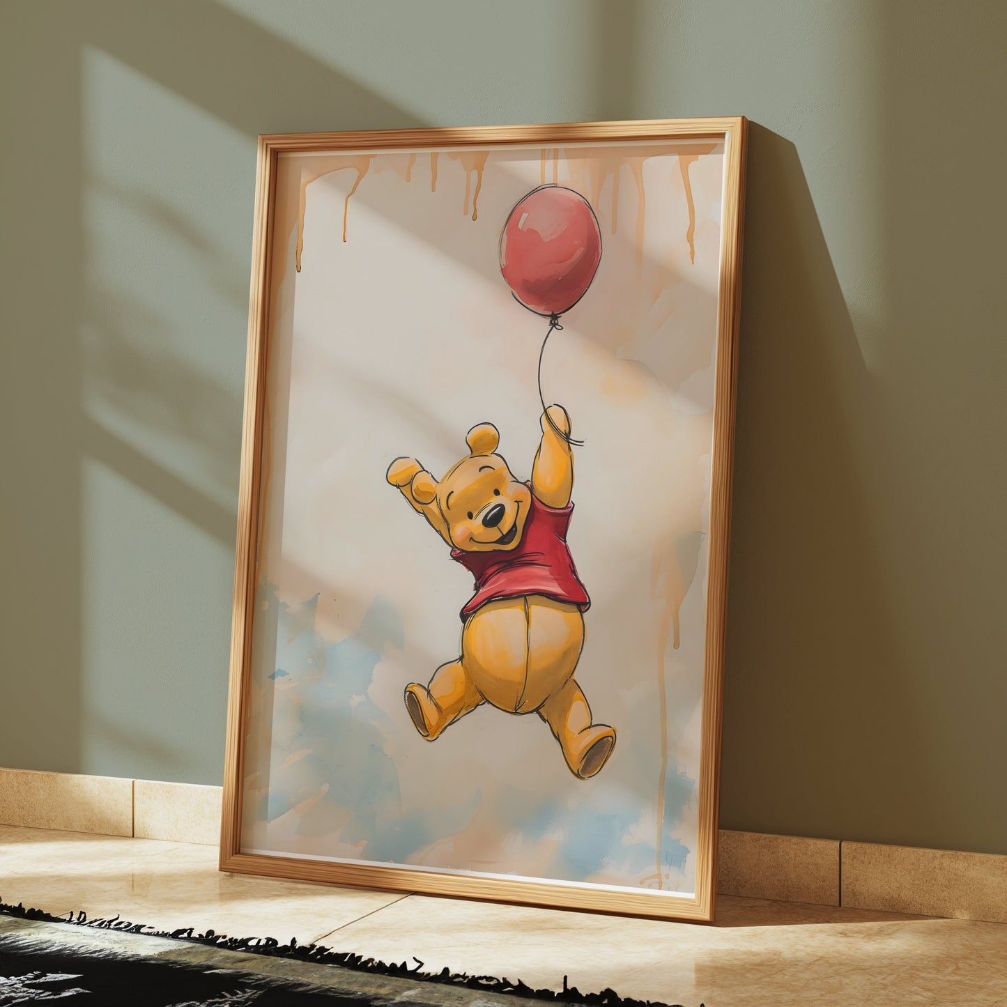 Premium Poster of Cute Bear Holding Balloon Kids Room Posters