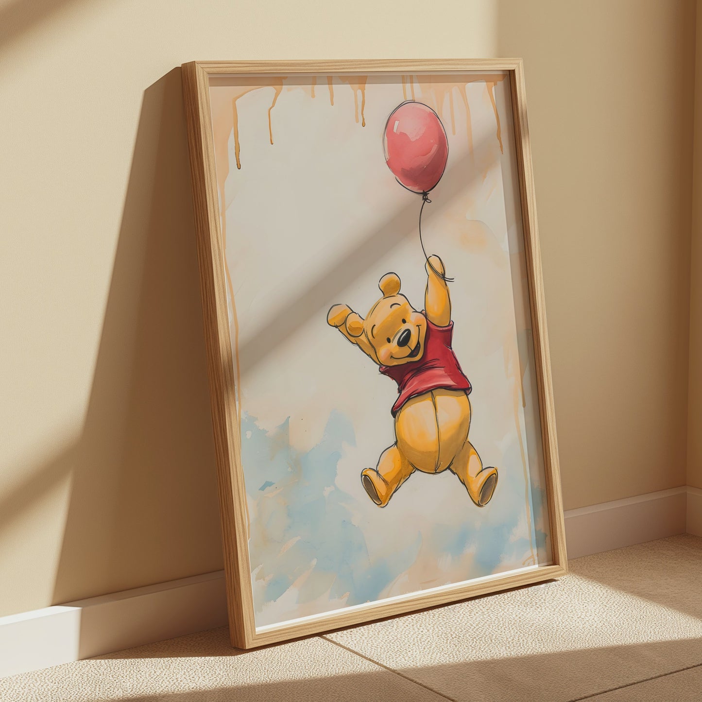Premium Poster of Cute Bear Holding Balloon Kids Room Posters