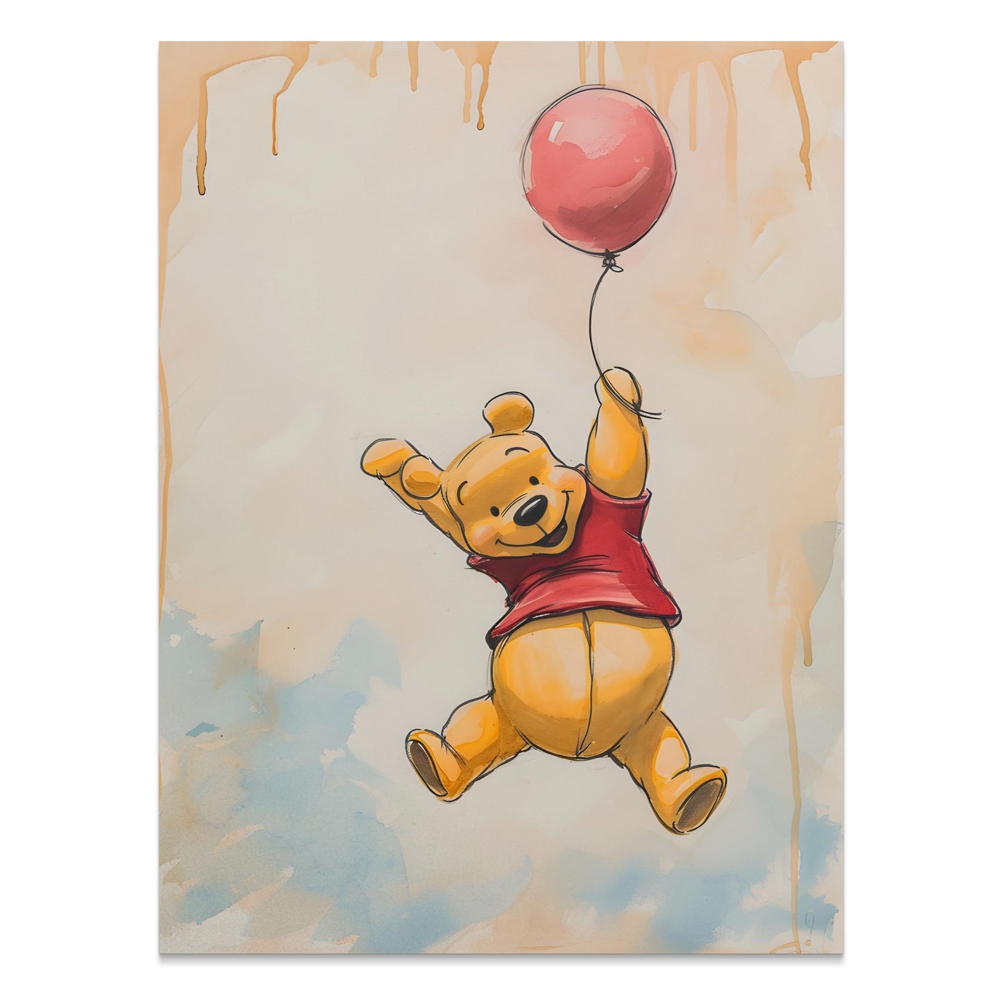 Premium Poster of Cute Bear Holding Balloon Kids Room Posters