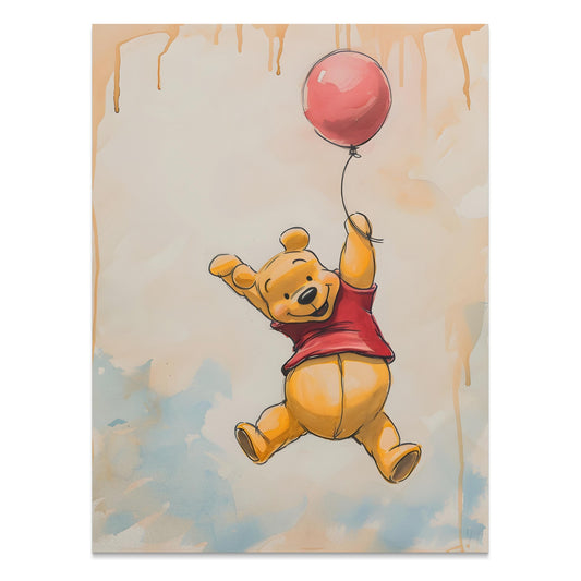 Premium Poster of Cute Bear Holding Balloon Kids Room Posters