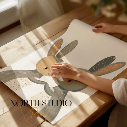 Premium Poster of Cute Bunny Art for Kids Room Decor Posters