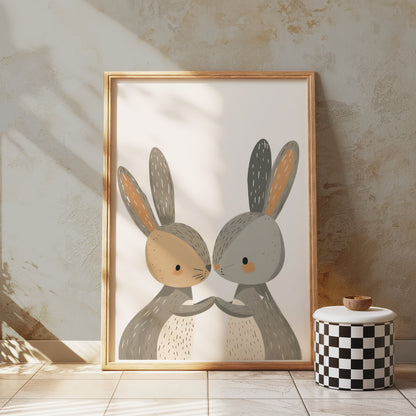 Premium Poster of Cute Bunny Art for Kids Room Decor Posters