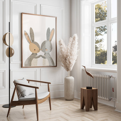 Premium Poster of Cute Bunny Art for Kids Room Decor Posters