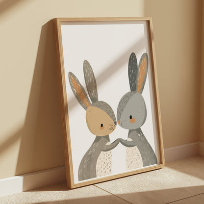 Premium Poster of Cute Bunny Art for Kids Room Decor Posters