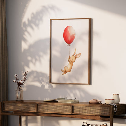 Premium Poster of Cute Bunny with Red Balloon Art Print Posters