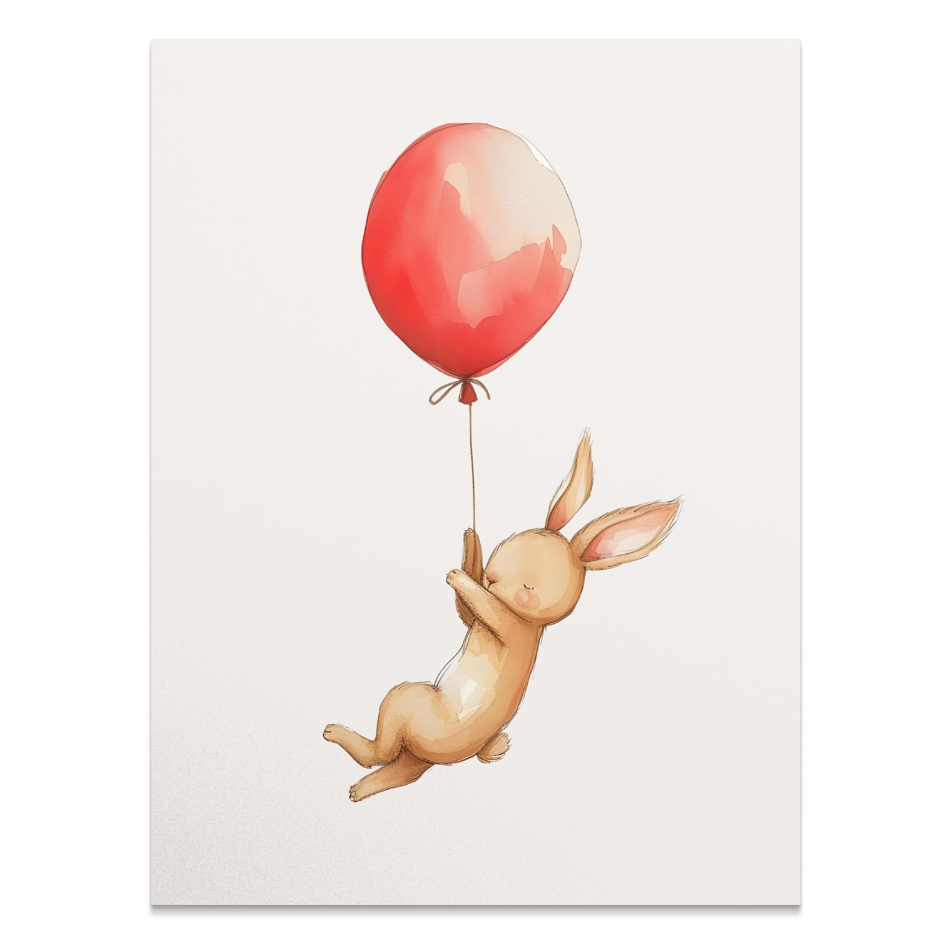 Premium Poster of Cute Bunny with Red Balloon Art Print Posters