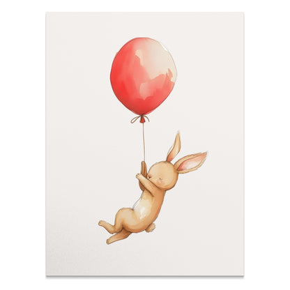 Premium Poster of Cute Bunny with Red Balloon Art Print Posters
