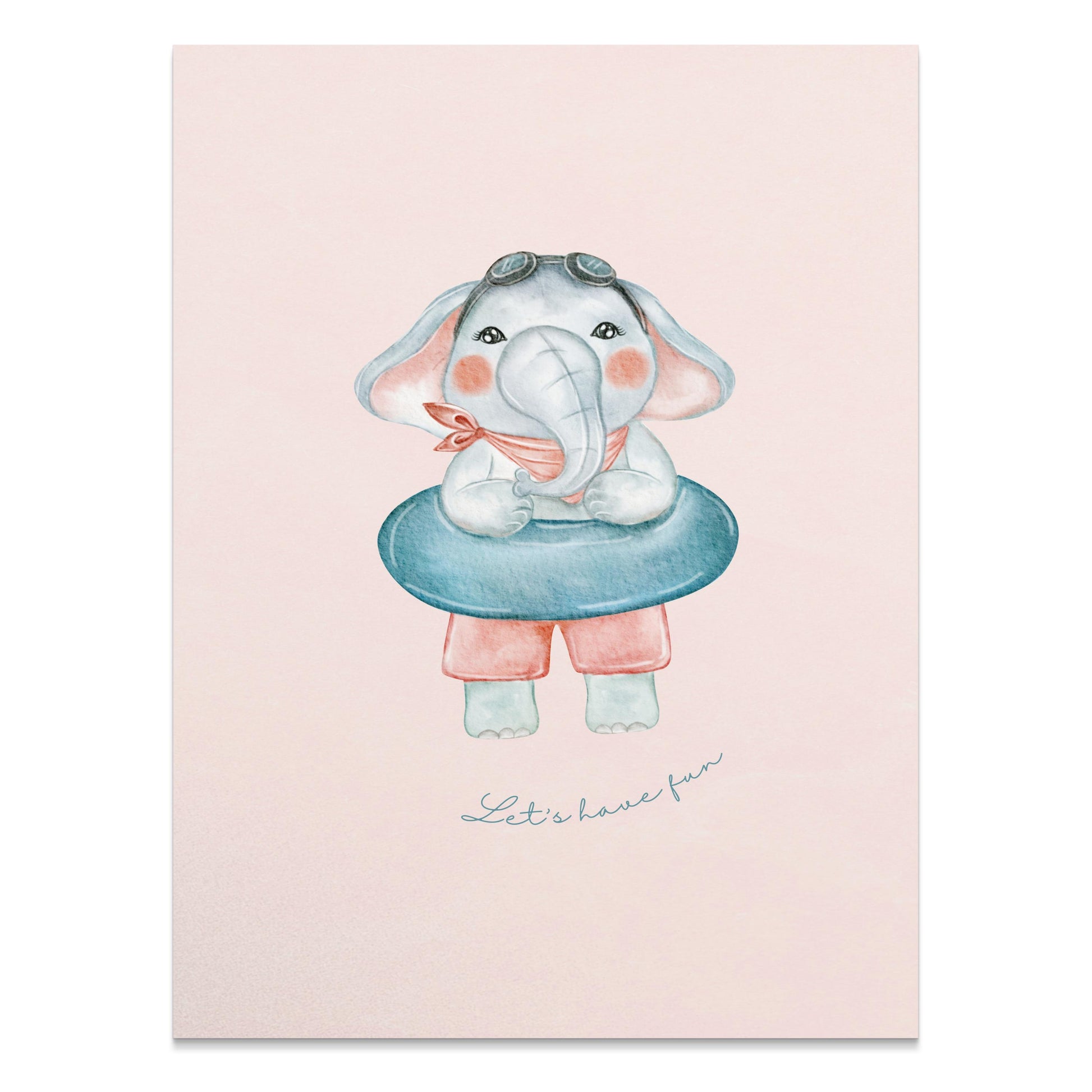 Premium Poster of Cute Cartoon Elephant with Swim Ring Posters
