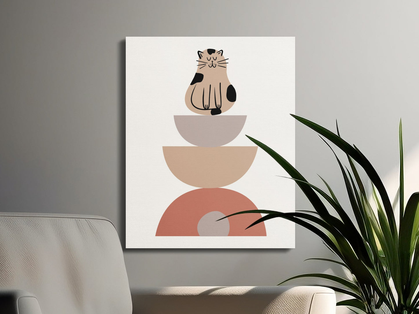 Premium Poster of Cute Cat Illustration Nursery Wall Art Canvas Wraps
