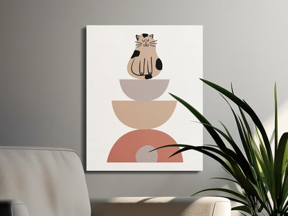 Premium Poster of Cute Cat Illustration Nursery Wall Art Canvas Wraps