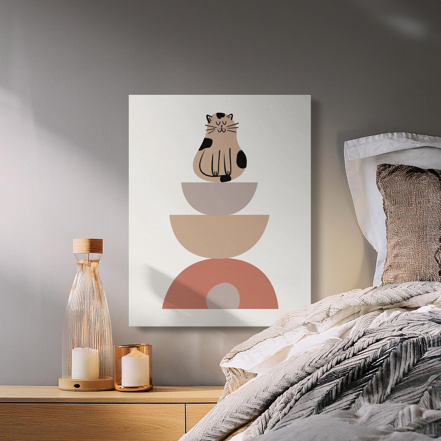 Premium Poster of Cute Cat Illustration Nursery Wall Art Canvas Wraps