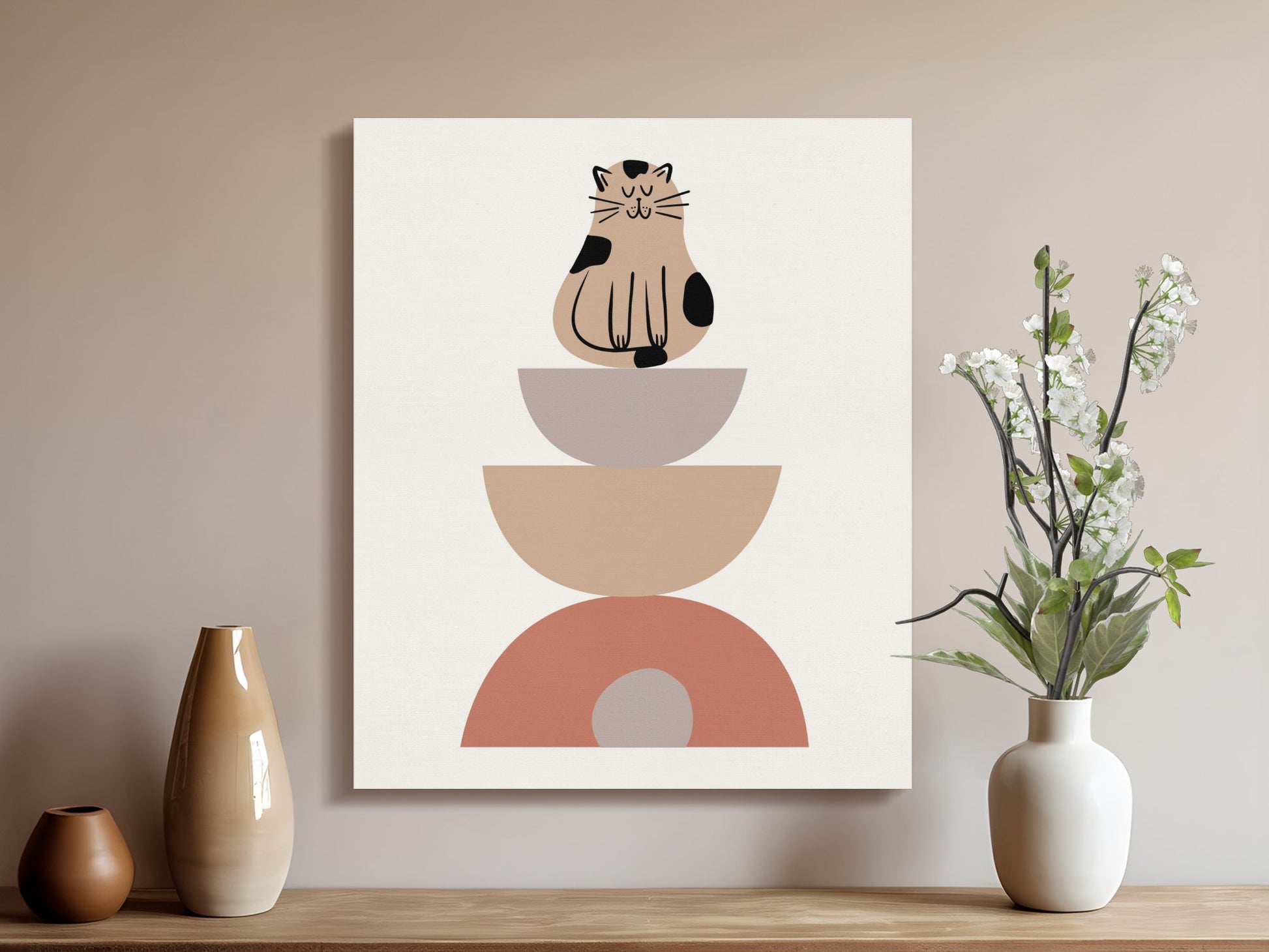 Premium Poster of Cute Cat Illustration Nursery Wall Art Canvas Wraps