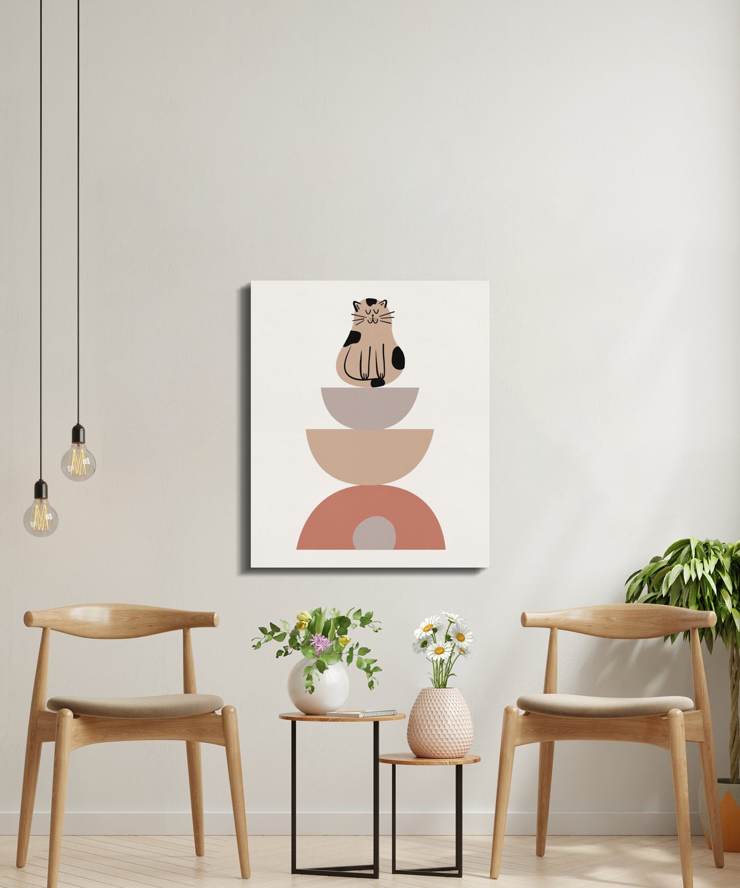 Premium Poster of Cute Cat Illustration Nursery Wall Art Canvas Wraps