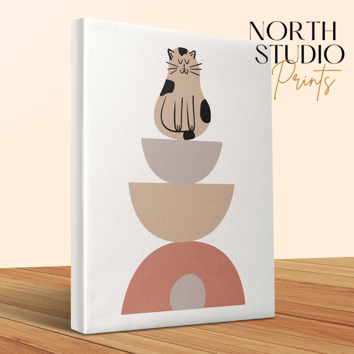 Premium Poster of Cute Cat Illustration Nursery Wall Art Canvas Wraps