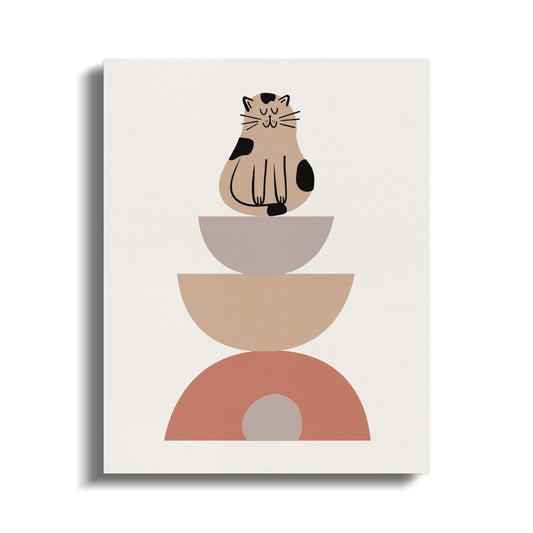 Premium Poster of Cute Cat Illustration Nursery Wall Art Canvas Wraps